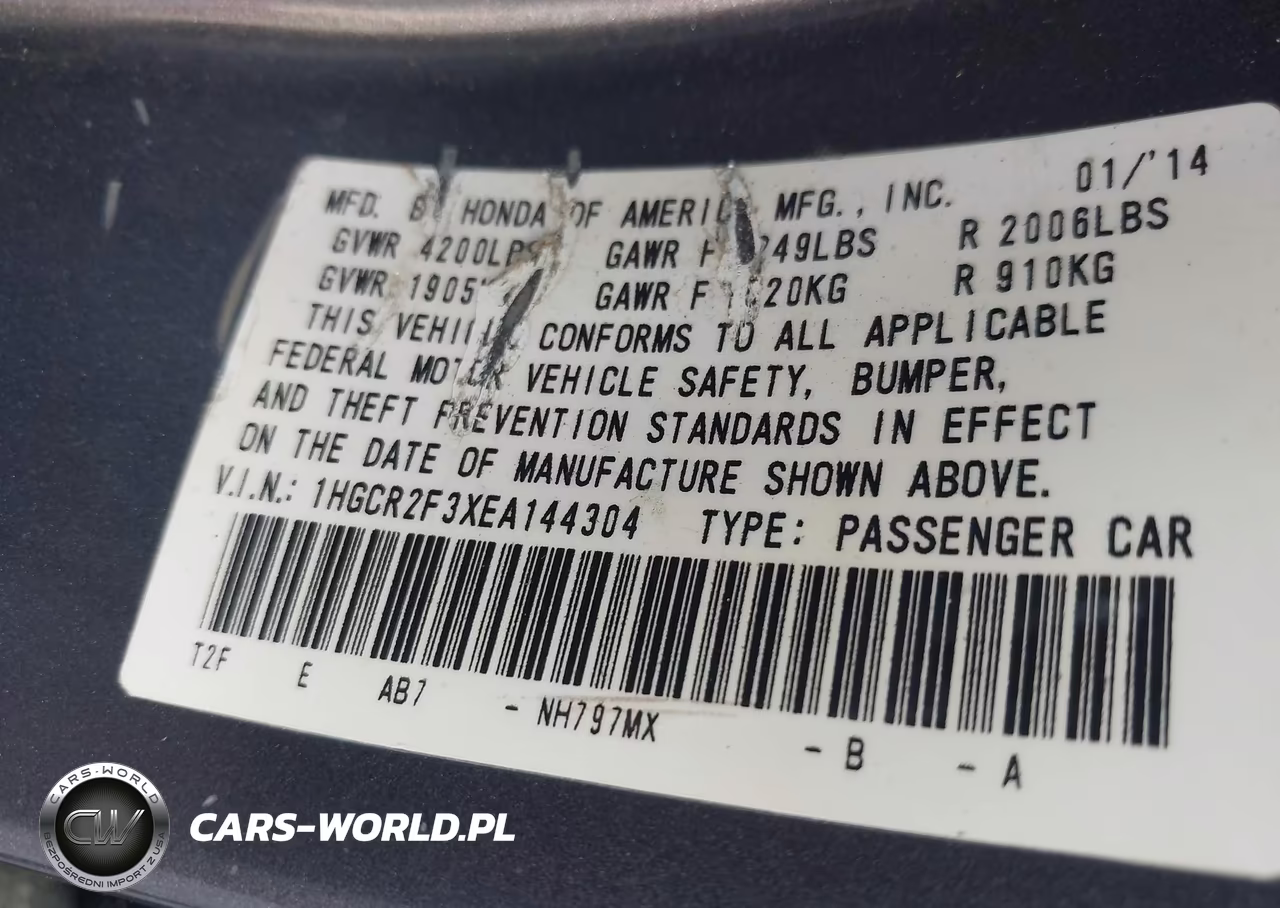 2014 Honda Accord Lx VIN:1HGCR2F3XEA144304 - 9