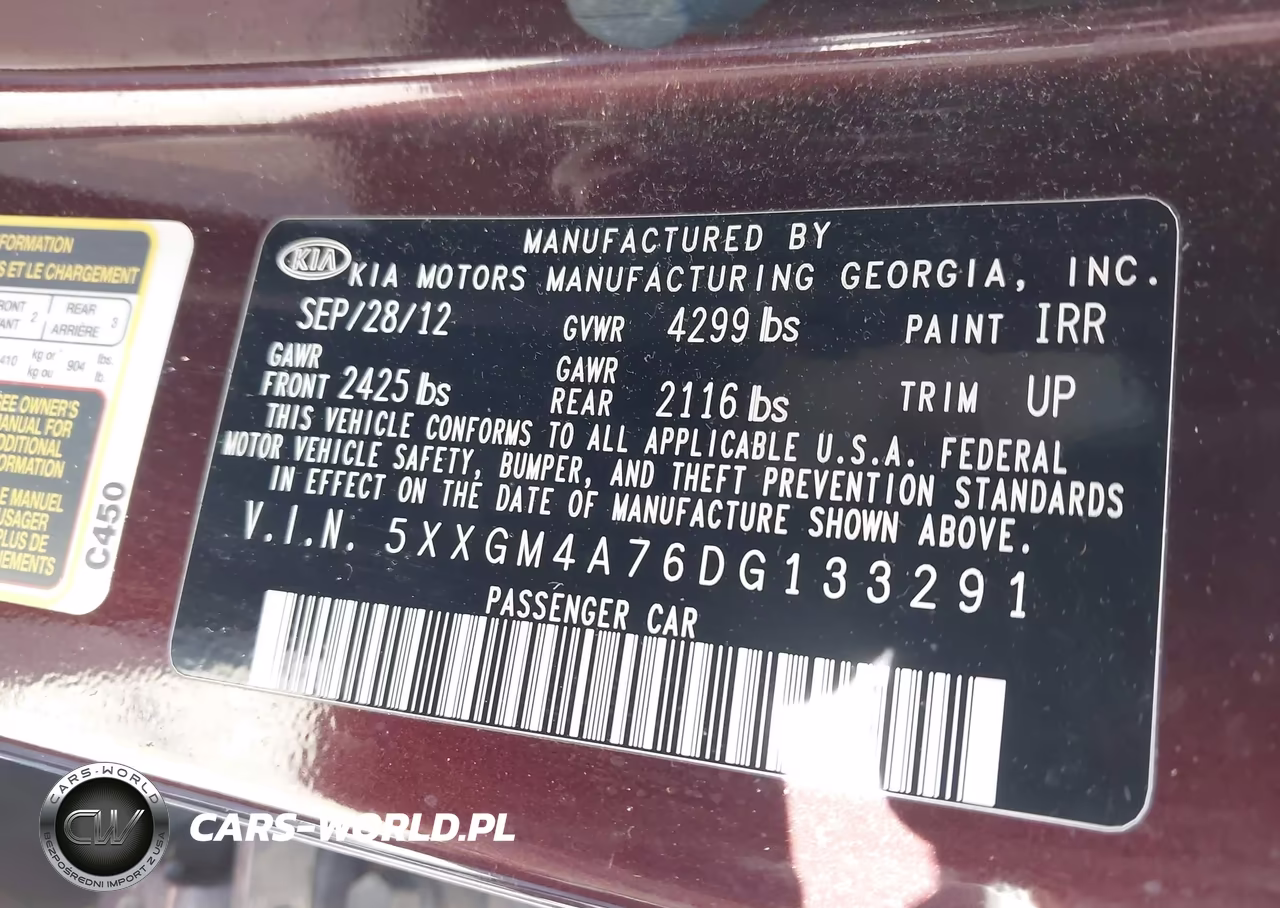 2013 Kia Optima Lx VIN:5XXGM4A76DG133291 - 9