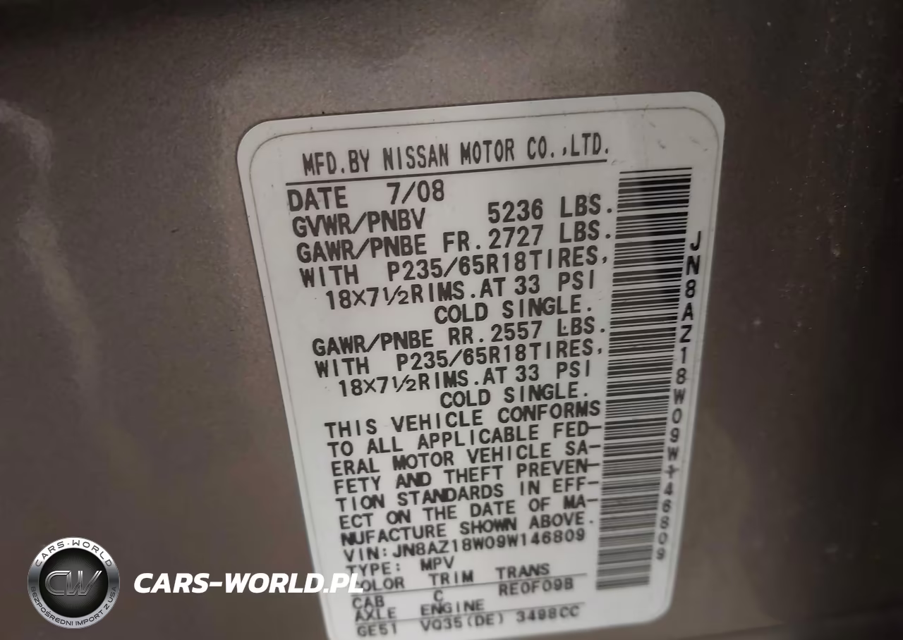 2009 Nissan Murano Sl VIN:JN8AZ18W09W146809 - 9