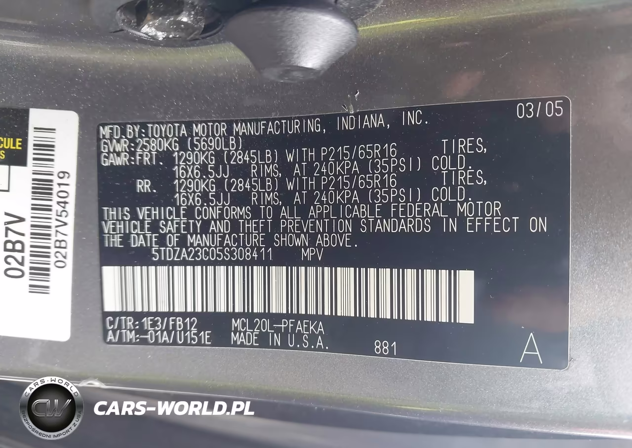 2005 Toyota Sienna Le VIN:5TDZA23C05S308411 - 9