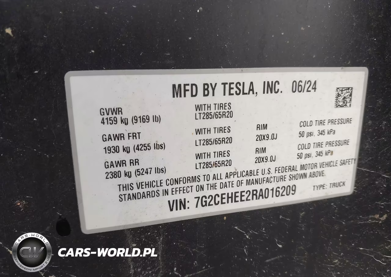 2024 Tesla Cybertruck Cyberbeast VIN:7G2CEHEE2RA016209 - 9
