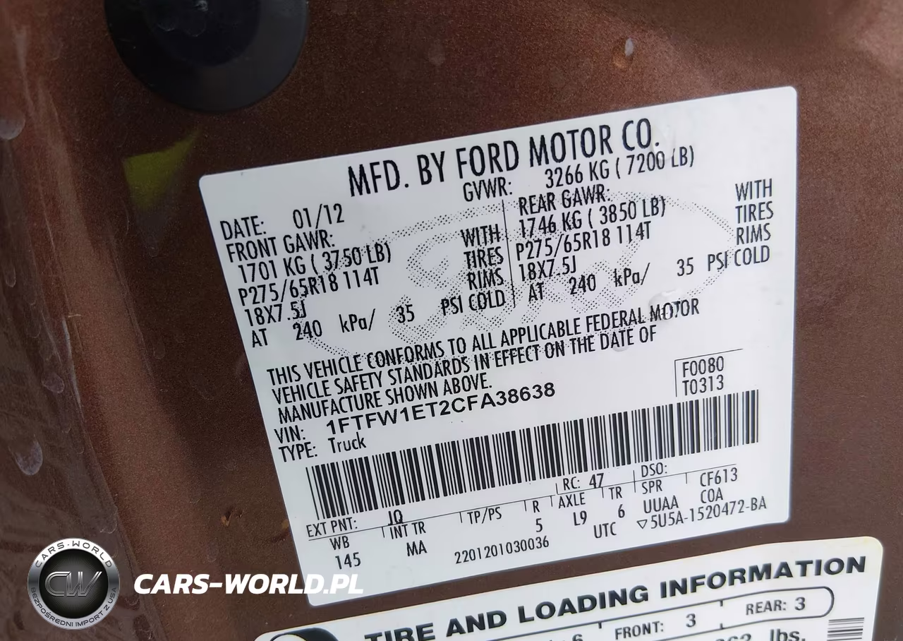 2012 Ford F-150 Xlt VIN:1FTFW1ET2CFA38638 - 9