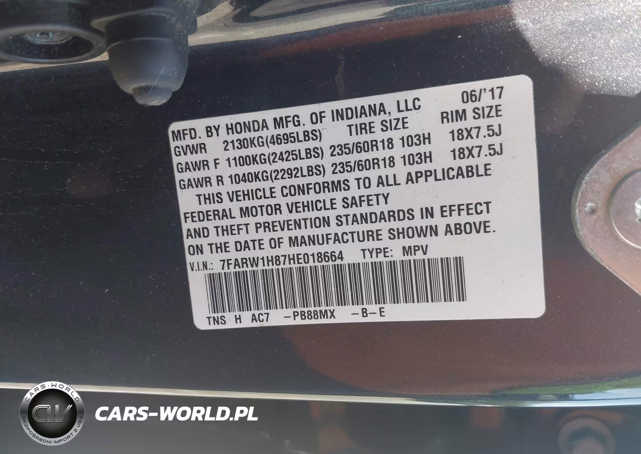 2017 Honda Cr-V Ex-L-Ex-L Navi VIN:7FARW1H87HE018664 - 9
