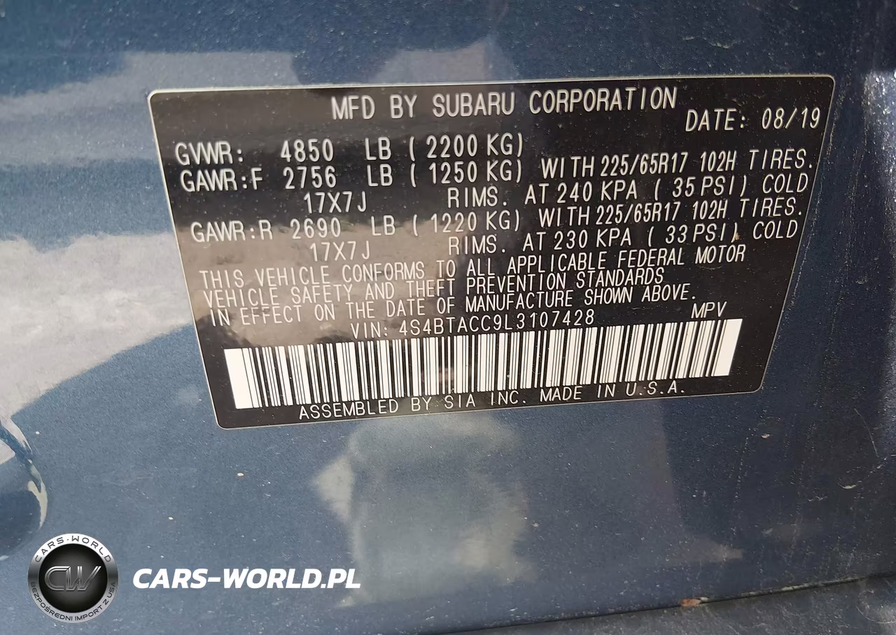2020 Subaru Outback Premium VIN:4S4BTACC9L3107428 - 9