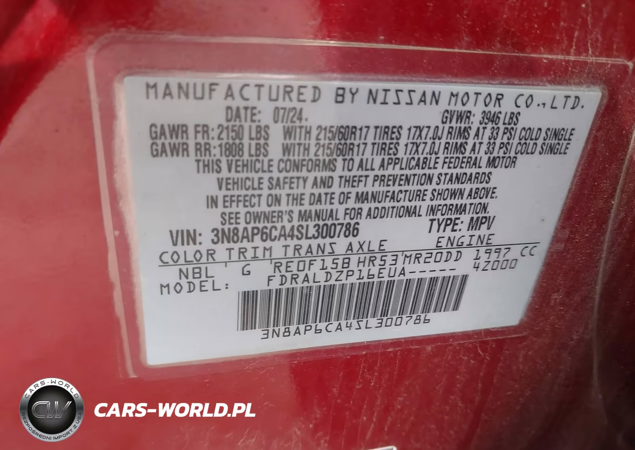 2025 Nissan Kicks Sv Fwd VIN:3N8AP6CA4SL300786 - 9