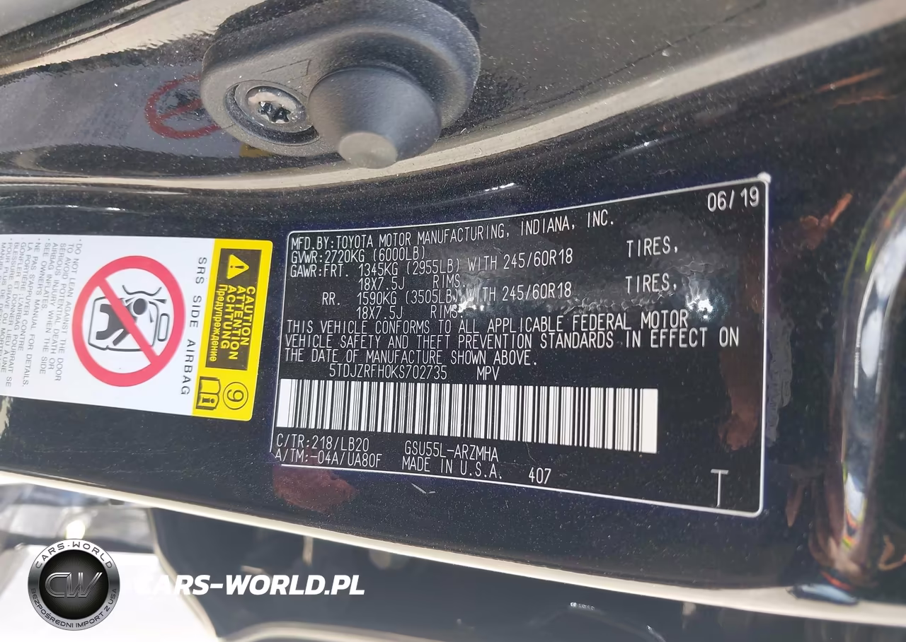 2019 Toyota Highlander Xle VIN:5TDJZRFH0KS702735 - 9