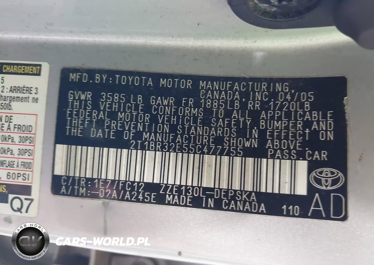 2005 Toyota Corolla S VIN:2T1BR32E55C477755 - 9