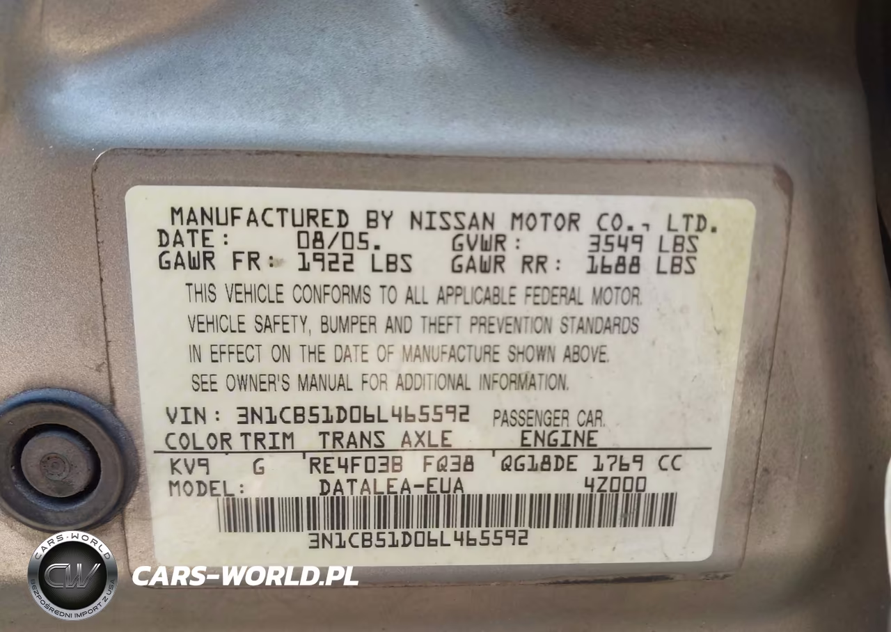 2006 Nissan Sentra 1.8S VIN:3N1CB51D06L465592 - 9