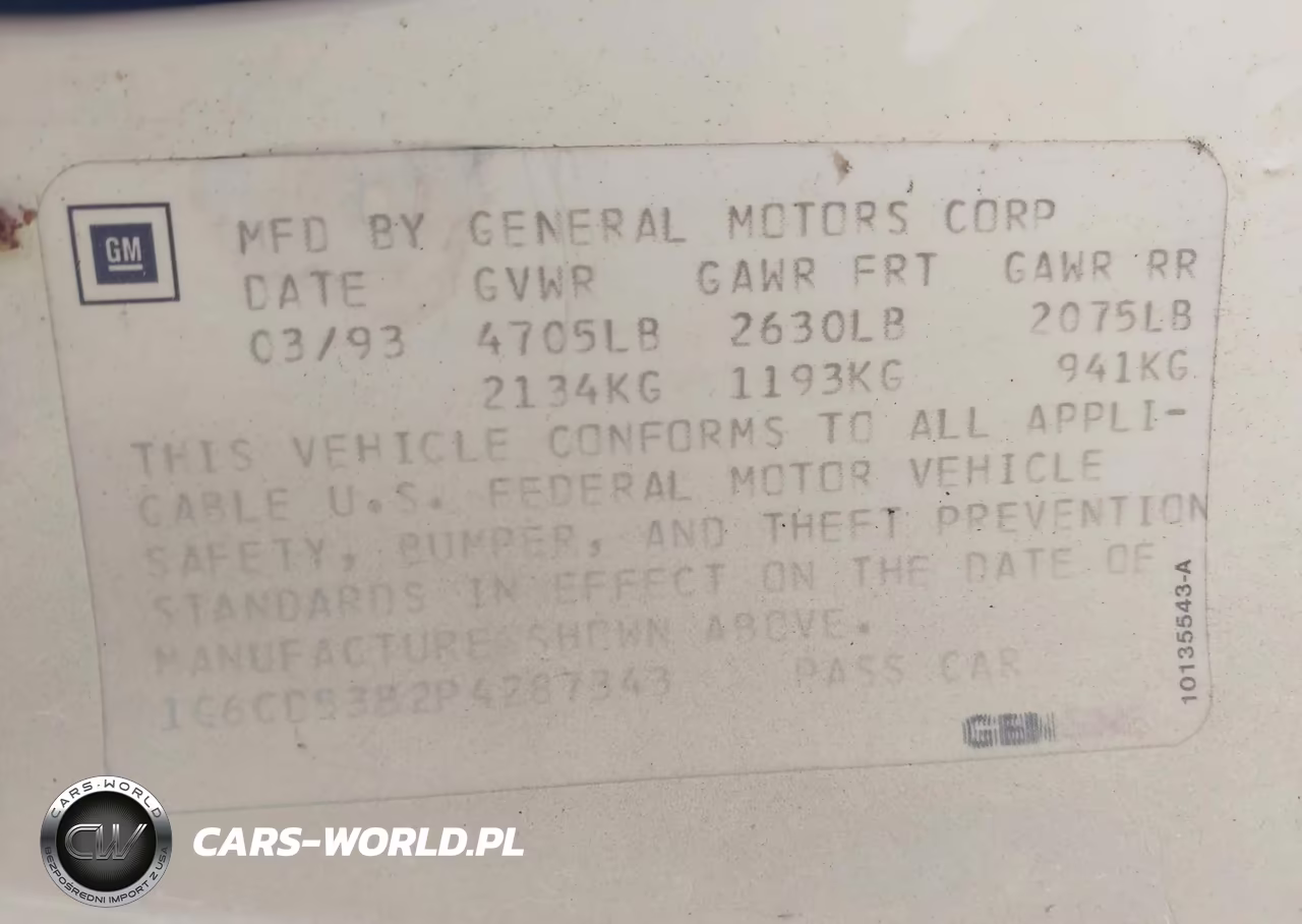 1993 Cadillac Deville VIN:1G6CD53B2P4287343 - 9