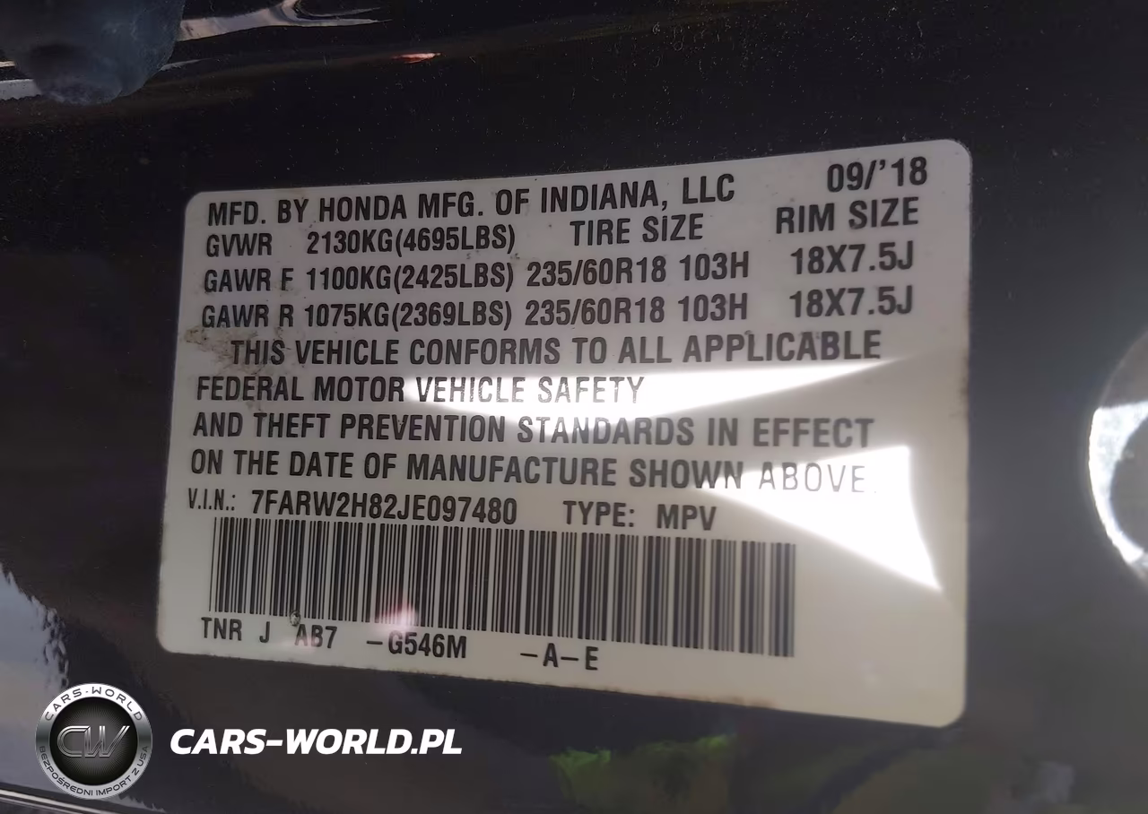 2018 Honda Cr-V Ex-L-Ex-L Navi VIN:7FARW2H82JE097480 - 9