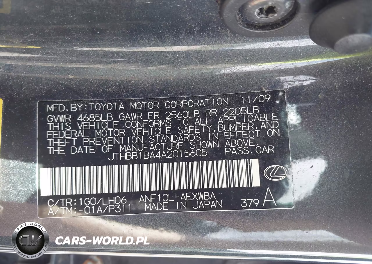 2010 Lexus Hs 250H Premium VIN:JTHBB1BA4A2015605 - 9