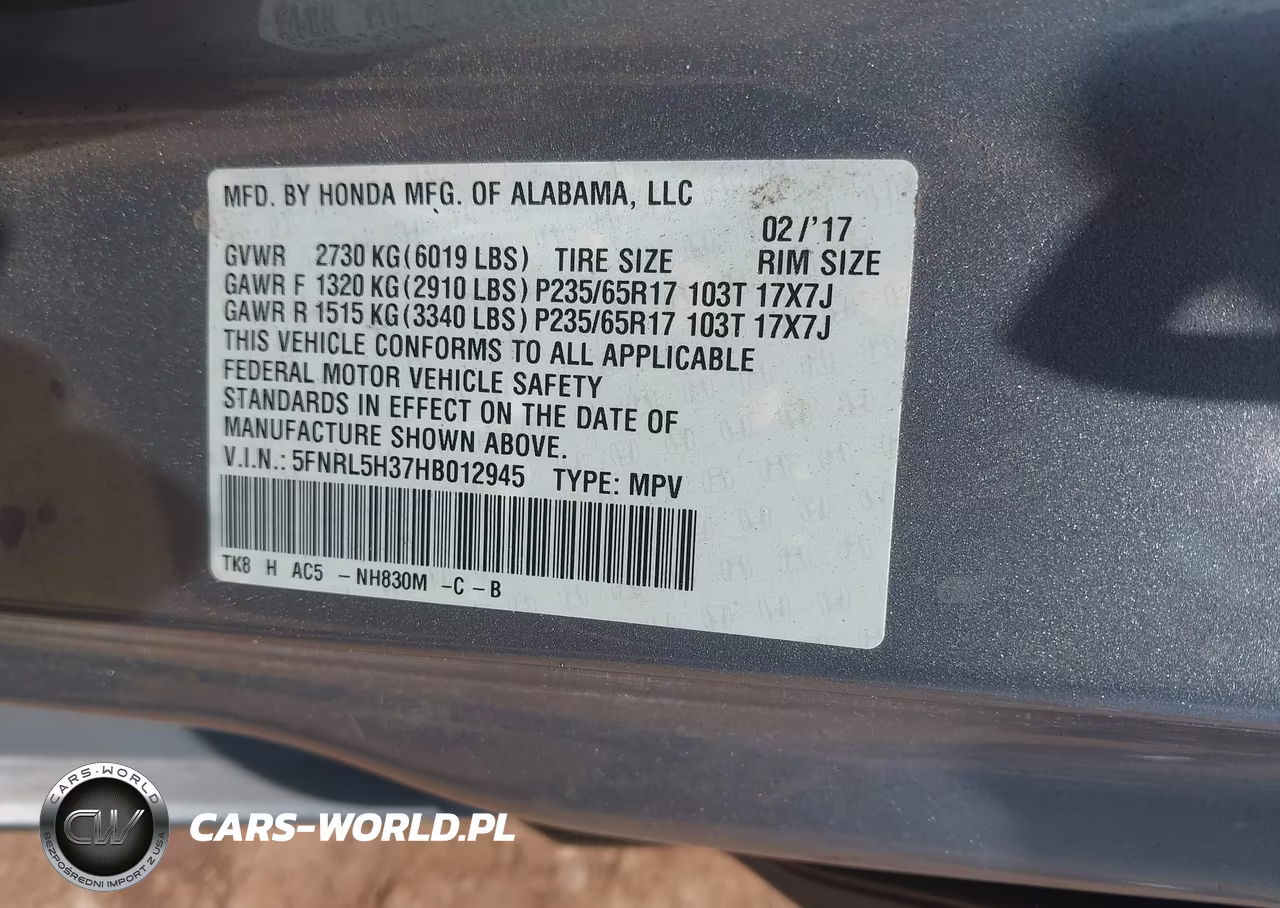 2017 Honda Odyssey Se VIN:5FNRL5H37HB012945 - 9