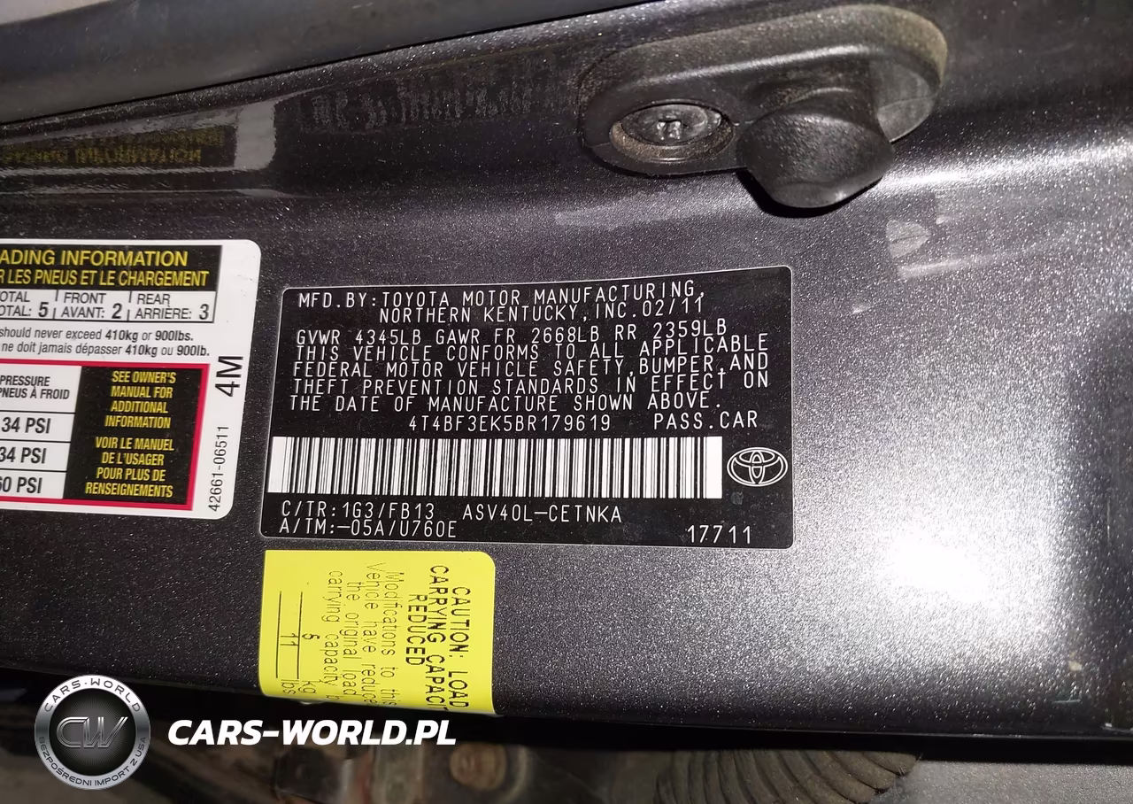 2011 Toyota Camry Le VIN:4T4BF3EK5BR179619 - 9