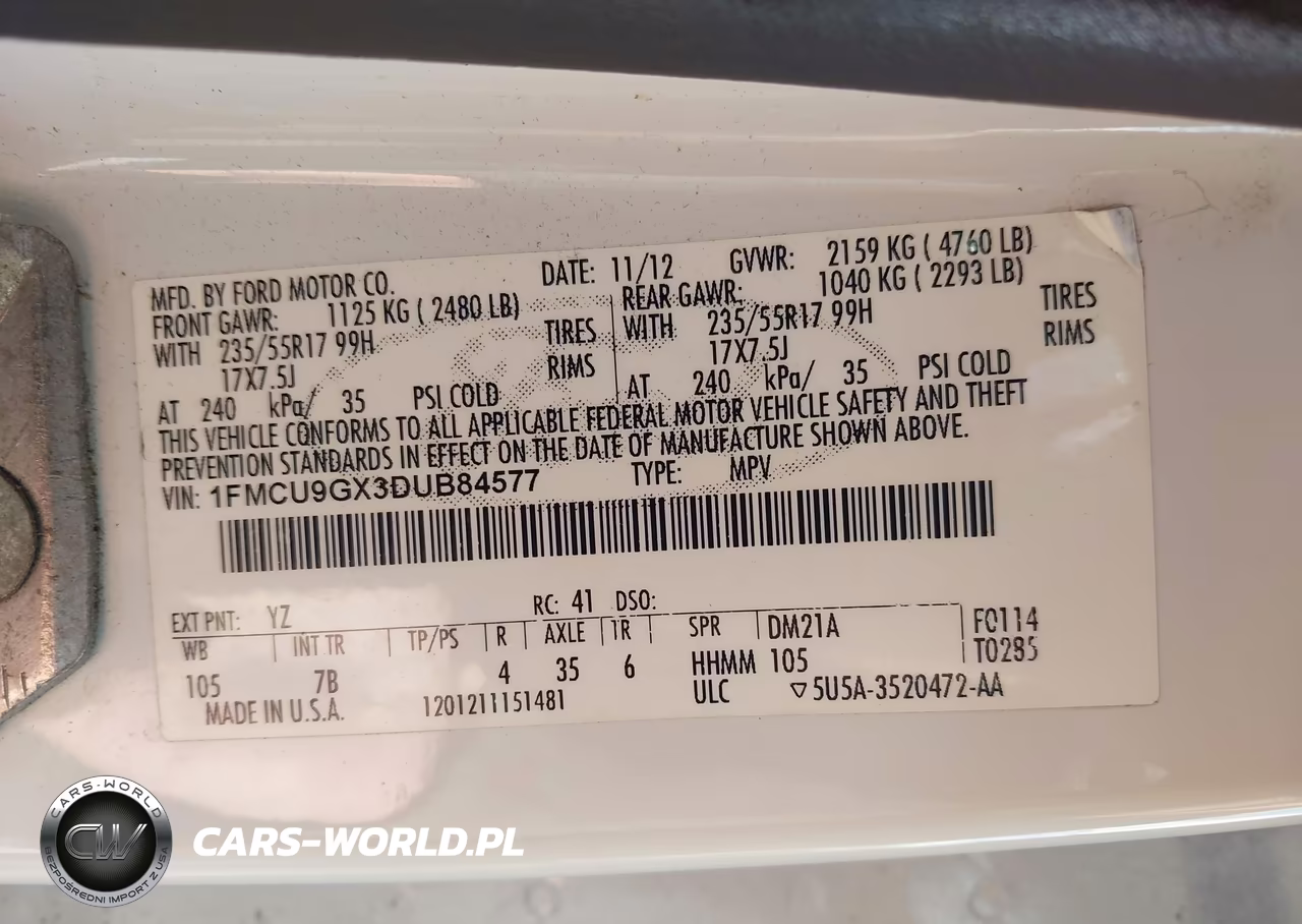 2013 Ford Escape Se VIN:1FMCU9GX3DUB84577 - 9