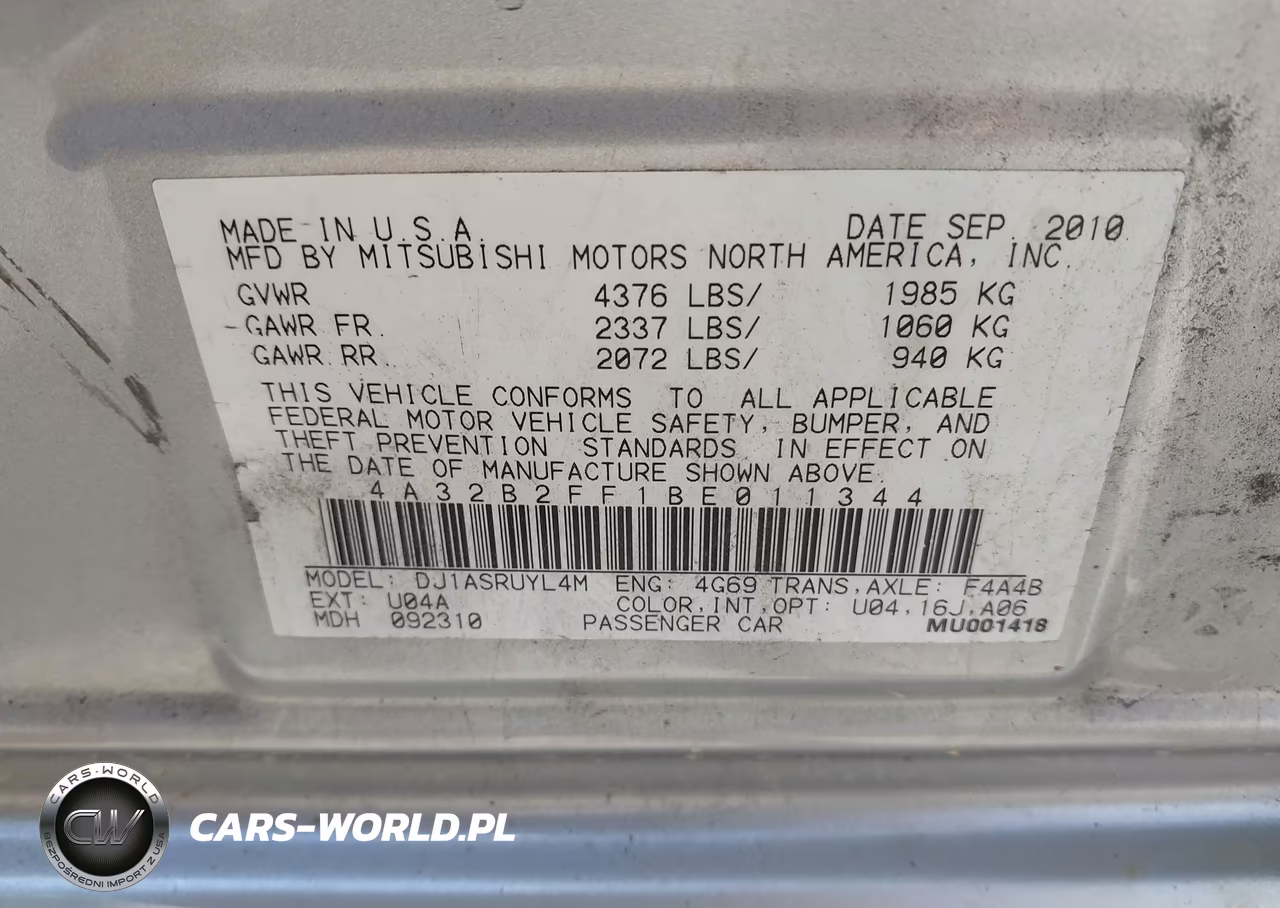 2011 Mitsubishi Galant Fe VIN:4A32B2FF1BE011344 - 9