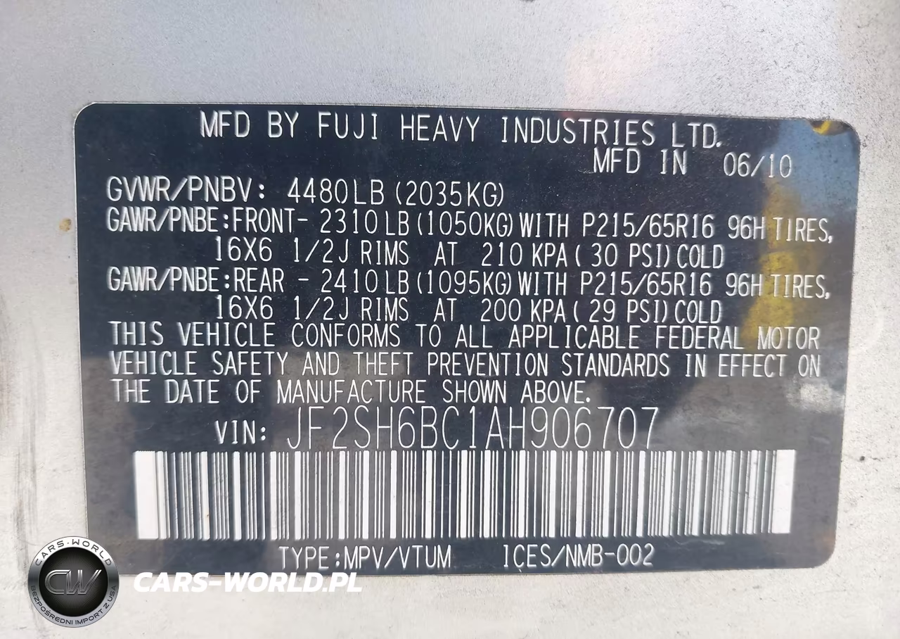 2010 Subaru Forester 2.5X VIN:JF2SH6BC1AH906707 - 9