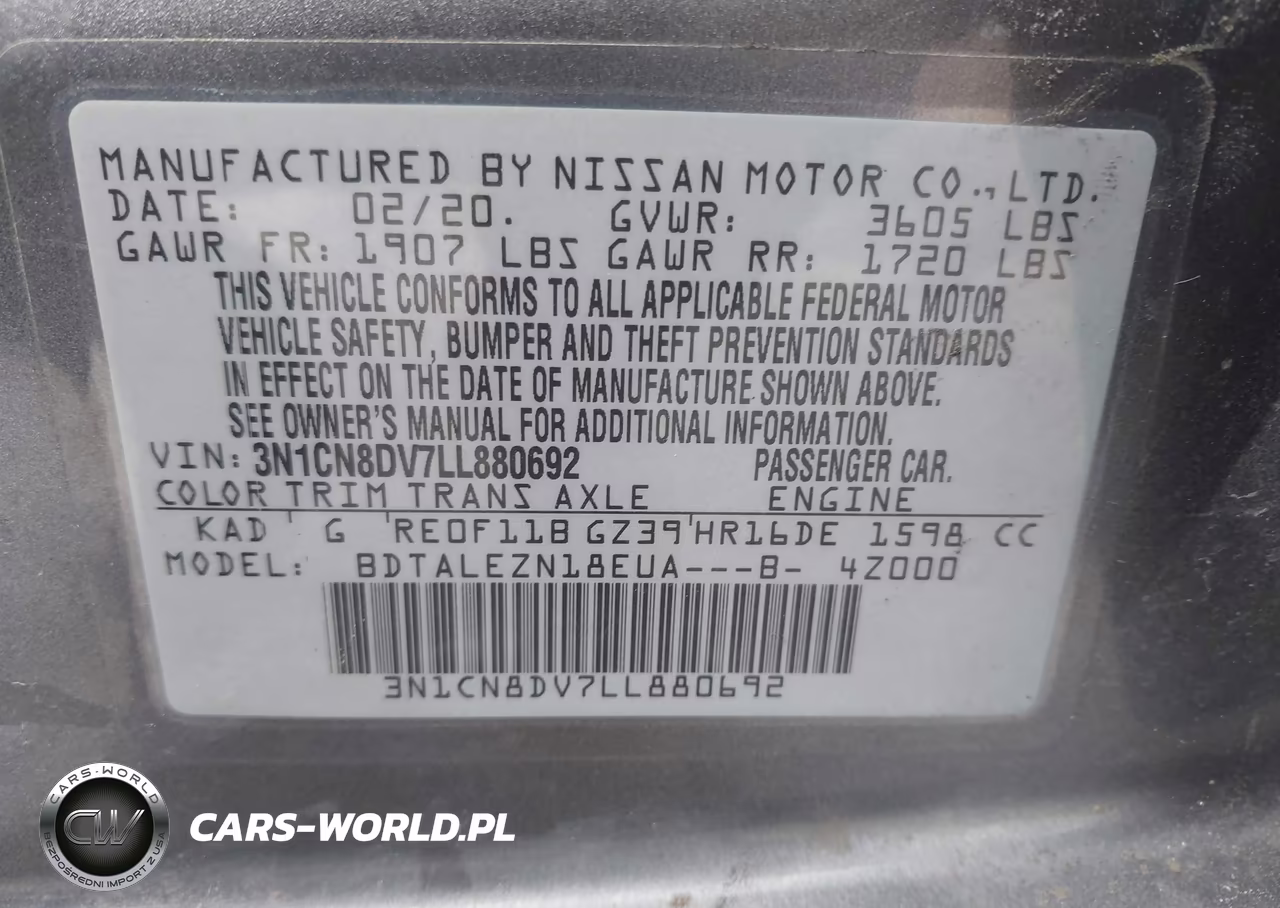 2020 Nissan Versa S Xtronic Cvt VIN:3N1CN8DV7LL880692 - 9