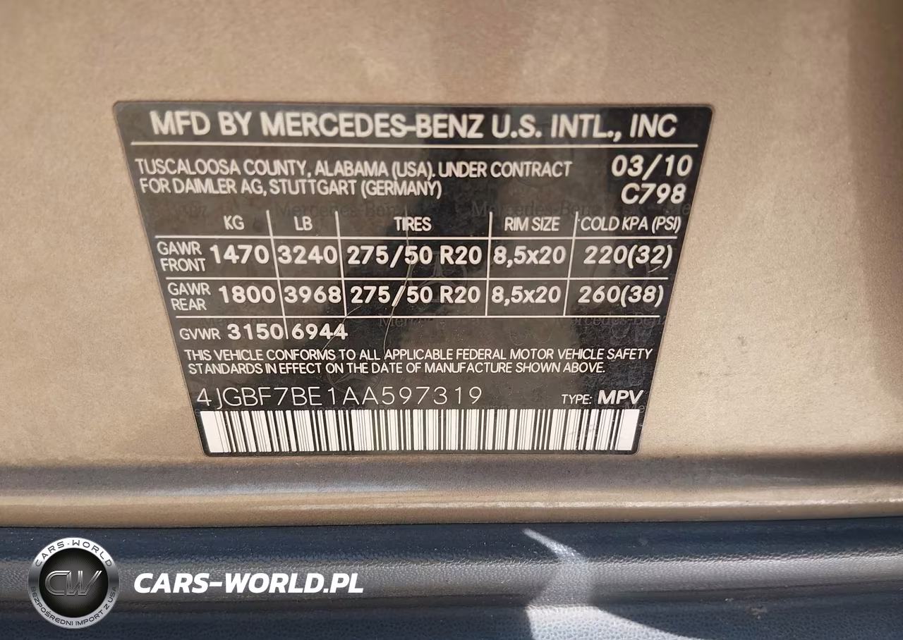 2010 Mercedes-Benz Gl 450 4Matic VIN:4JGBF7BE1AA597319 - 9