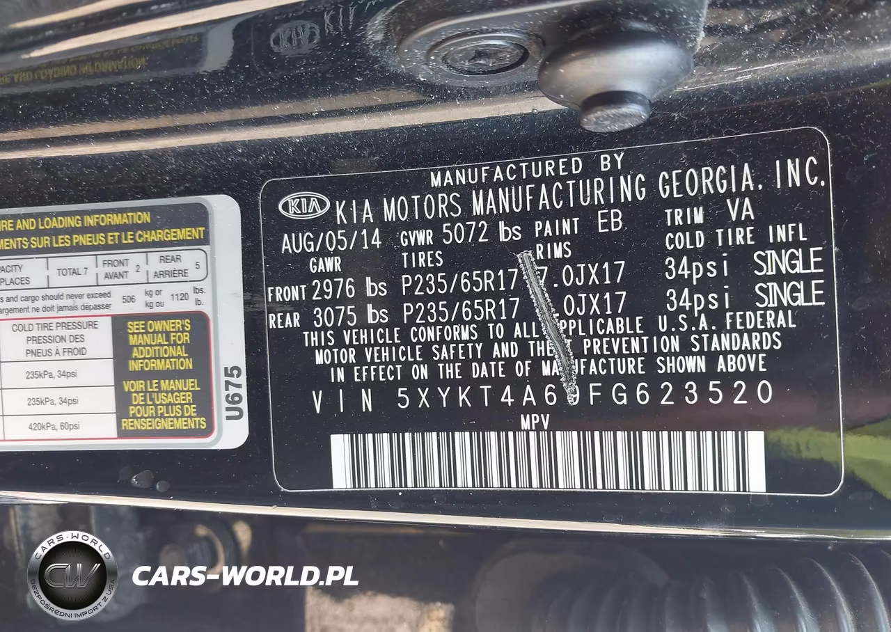 2015 Kia Sorento Lx VIN:5XYKT4A69FG623520 - 9