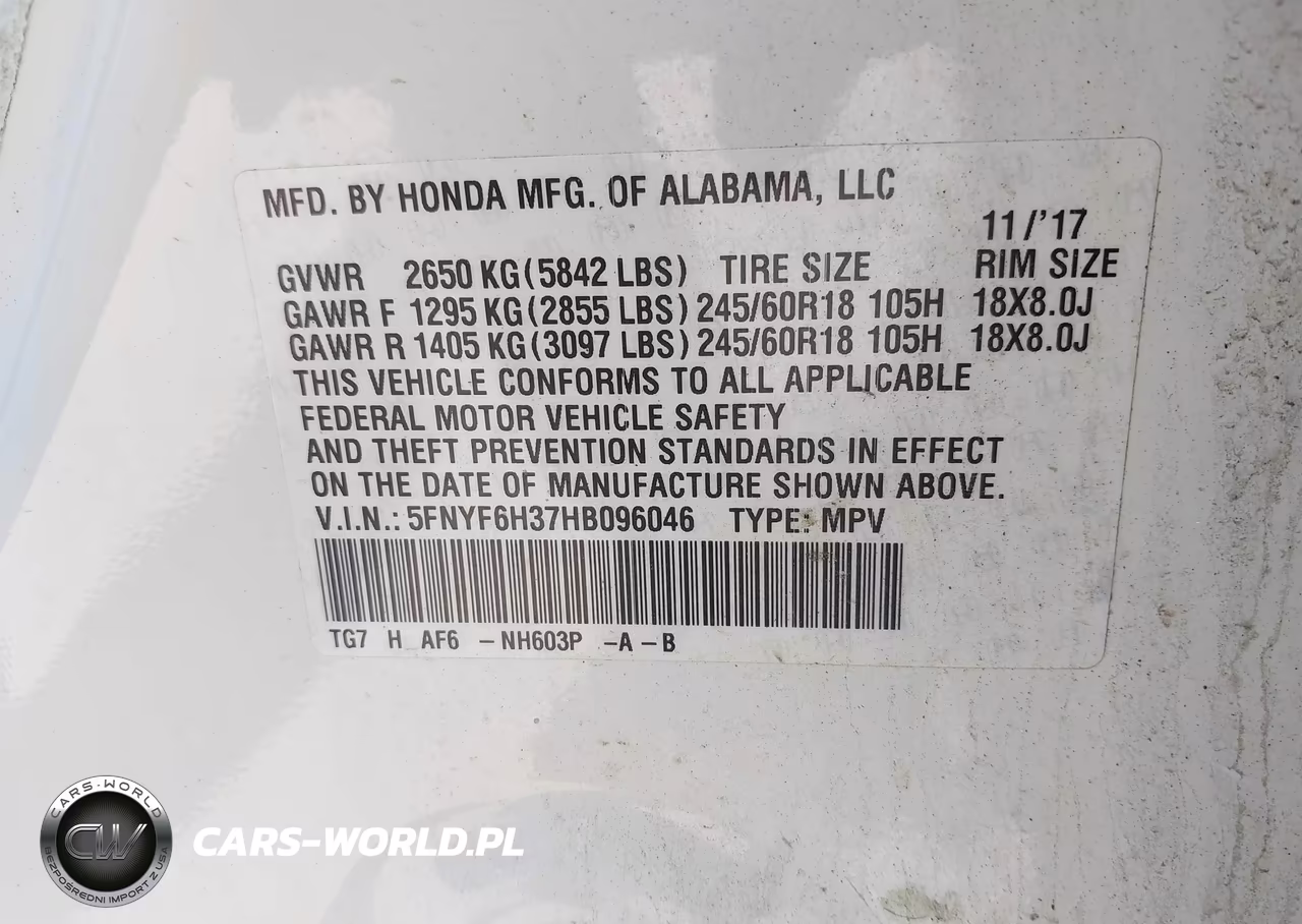 2017 Honda Pilot Ex VIN:5FNYF6H37HB096046 - 9