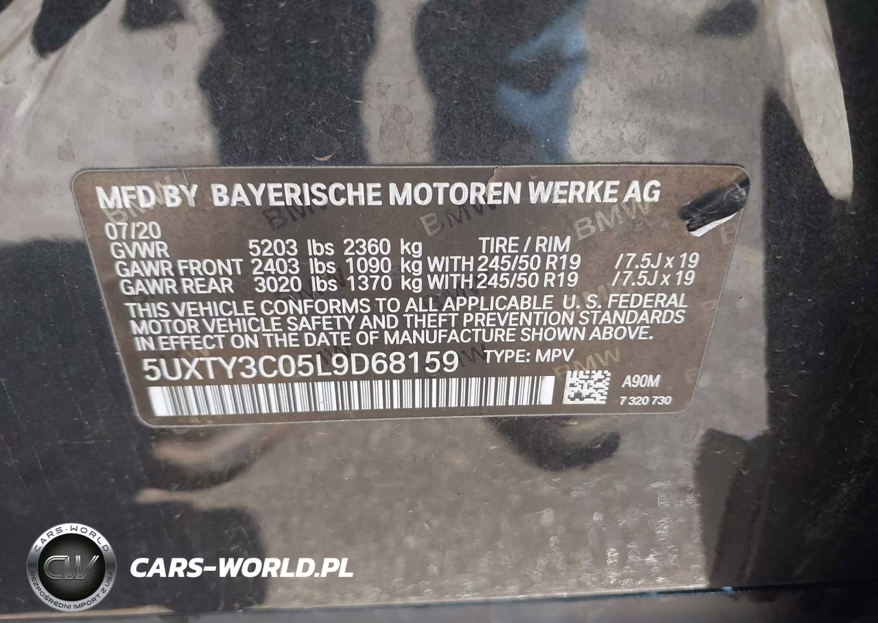 2020 BMW X3 Sdrive30I VIN:5UXTY3C05L9D68159 - 9