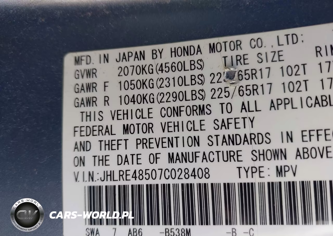 2007 Honda Cr-V Ex VIN:JHLRE48507C028408 - 9