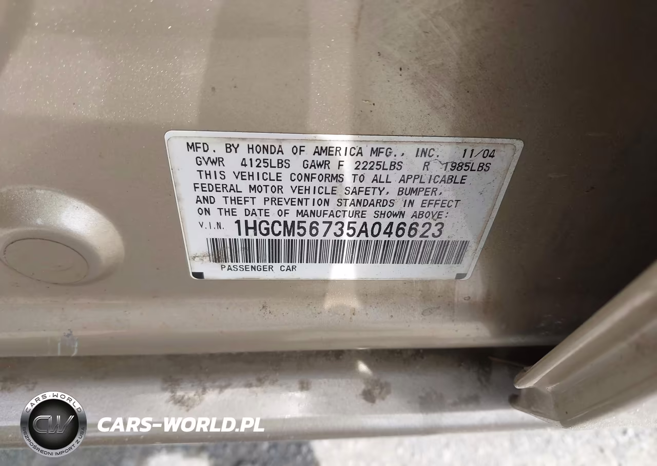 2005 Honda Accord 2.4 Ex VIN:1HGCM56735A046623 - 9