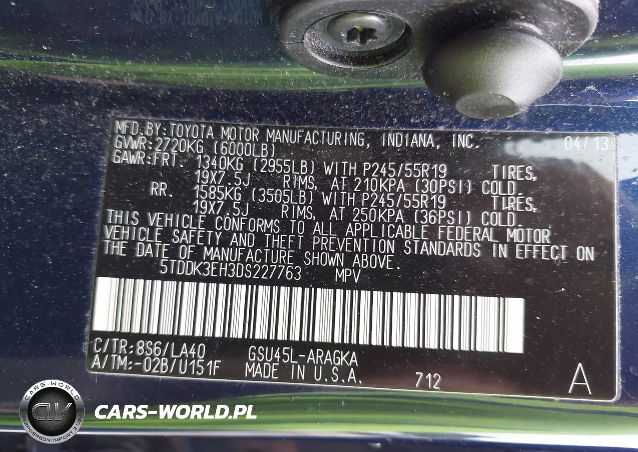 2013 Toyota Highlander Limited V6 VIN:5TDDK3EH3DS227763 - 9