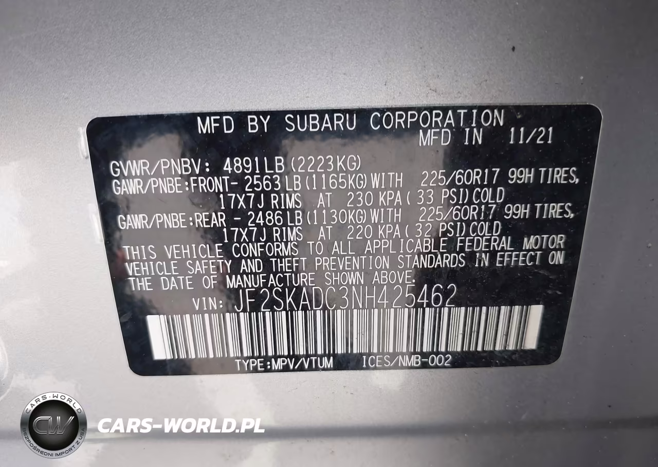 2022 Subaru Forester Premium VIN:JF2SKADC3NH425462 - 9