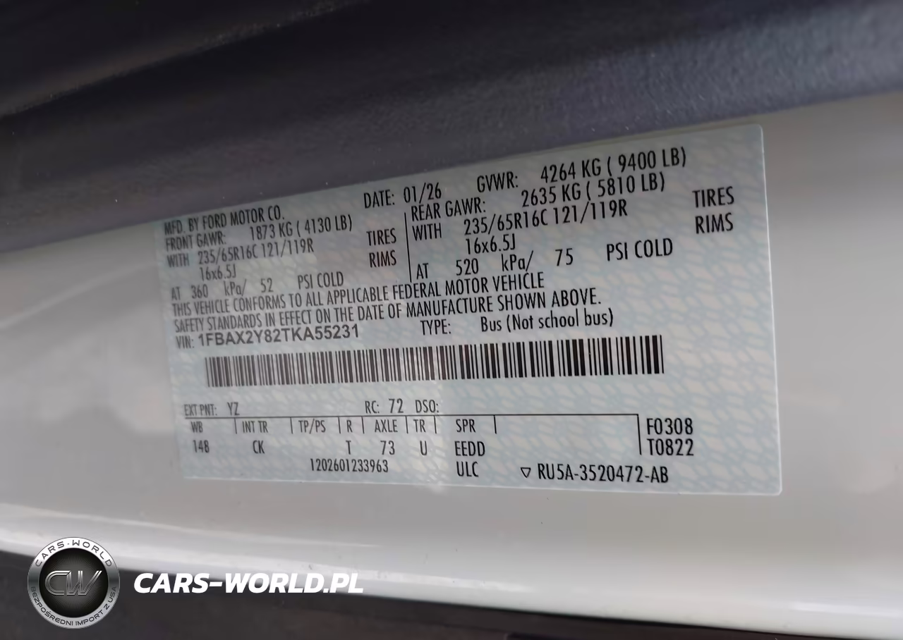 2026 Ford Transit-350 Passenger Van Xlt VIN:1FBAX2Y82TKA55231 - 9