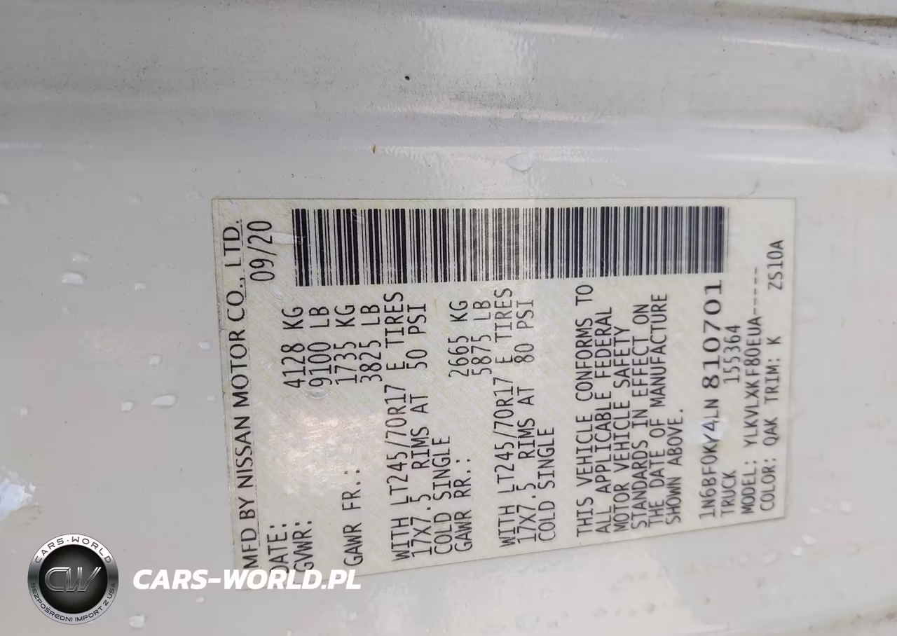 2020 Nissan Nv Cargo Nv2500 Hd Sv Standard Roof V6 VIN:1N6BF0KY4LN810701 - 9