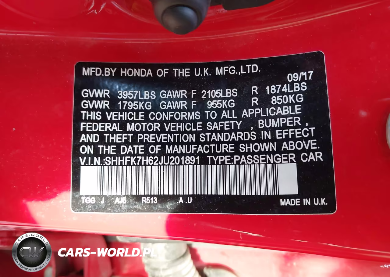 2018 Honda Civic Ex VIN:SHHFK7H62JU201891 - 9