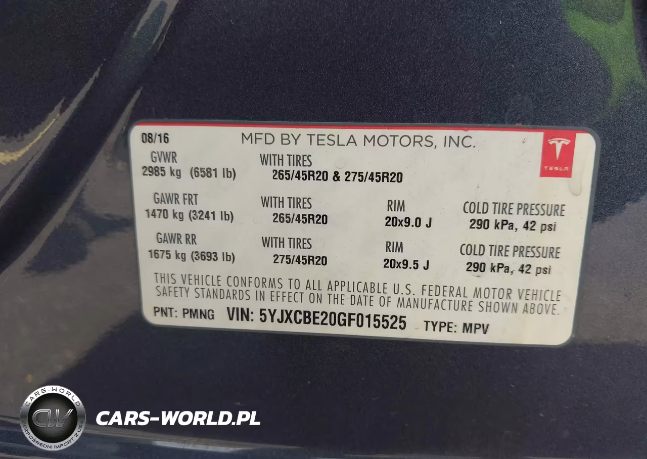 2016 Tesla Model X 60D-70D-75D-90D-P100D VIN:5YJXCBE20GF015525 - 9