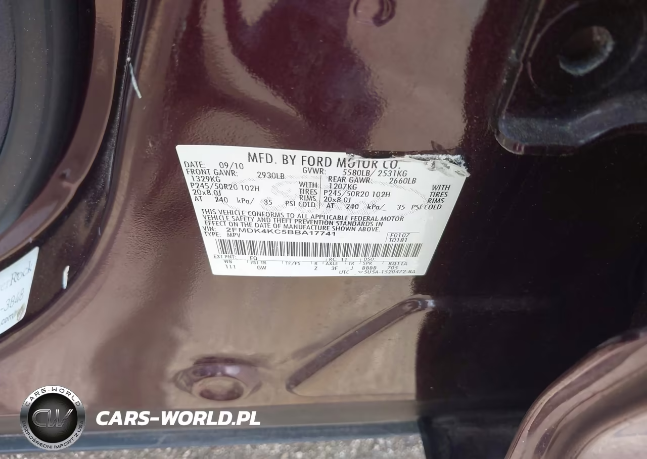 2011 Ford Edge Limited VIN:2FMDK4KC5BBA17741 - 9