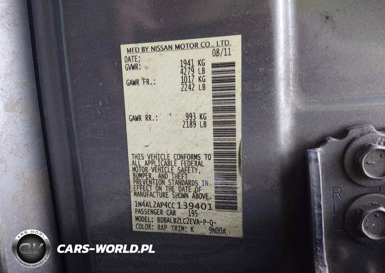2012 Nissan Altima 2.5 S VIN:1N4AL2AP4CC139401 - 9