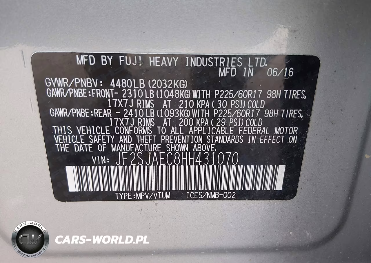 2017 Subaru Forester 2.5I Premium VIN:JF2SJAEC8HH431070 - 9