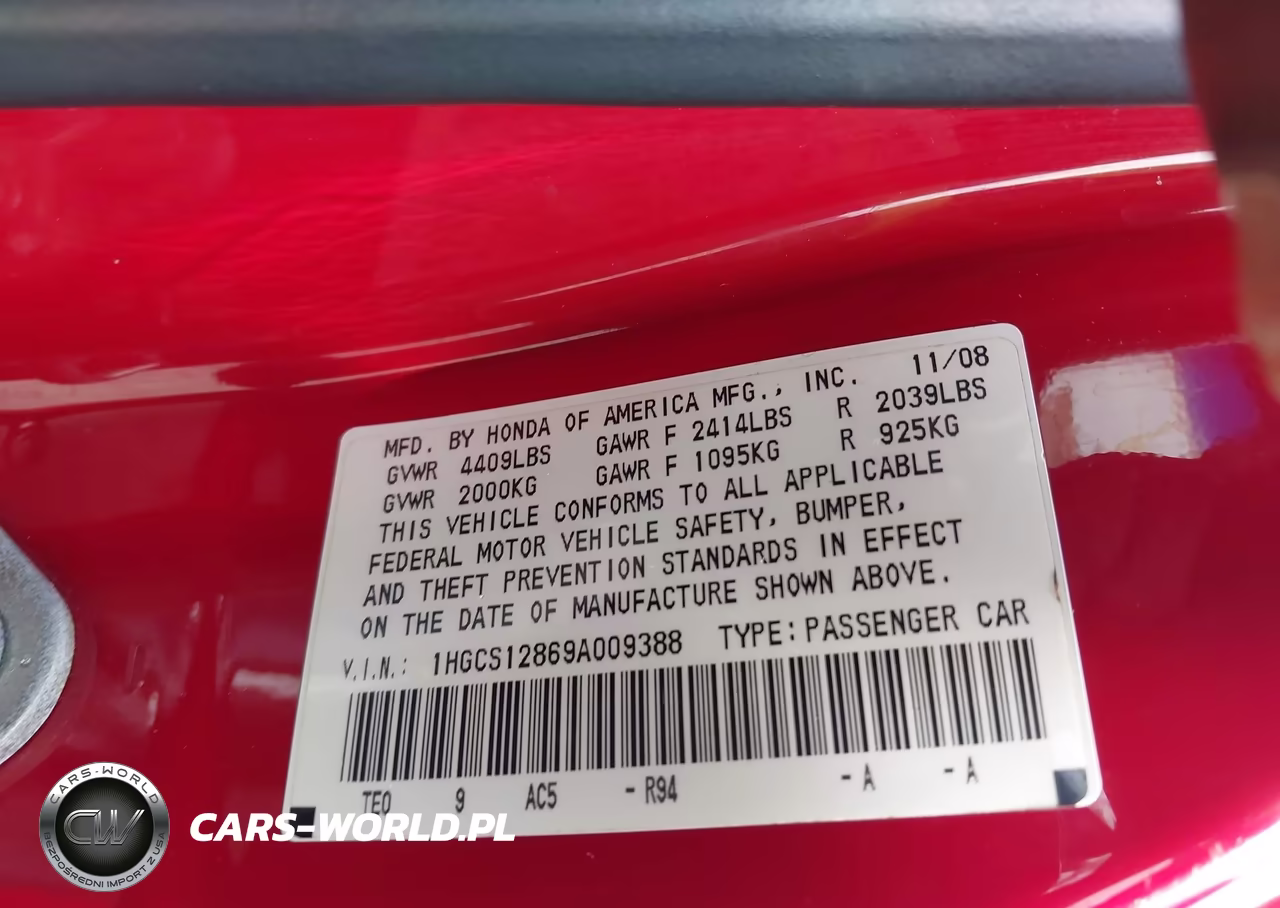 2009 Honda Accord 2.4 Ex-L VIN:1HGCS12869A009388 - 9