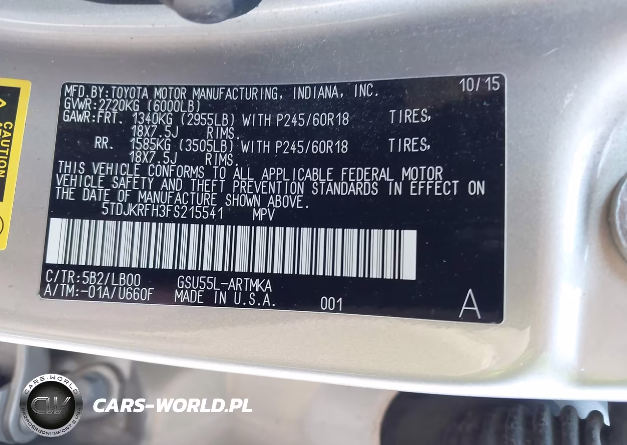 2015 Toyota Highlander Xle V6 VIN:5TDJKRFH3FS215541 - 9