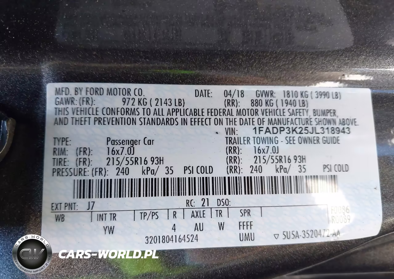 2018 Ford Focus Se VIN:1FADP3K25JL318943 - 9