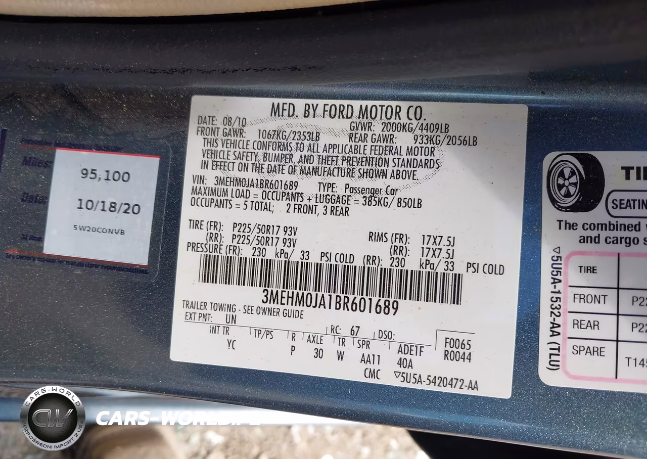 2011 Mercury Milan Premier VIN:3MEHM0JA1BR601689 - 9