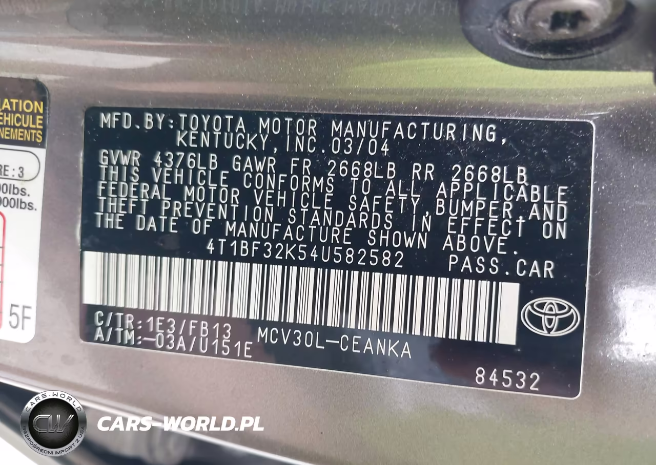 2004 Toyota Camry Le V6 VIN:4T1BF32K54U582582 - 9