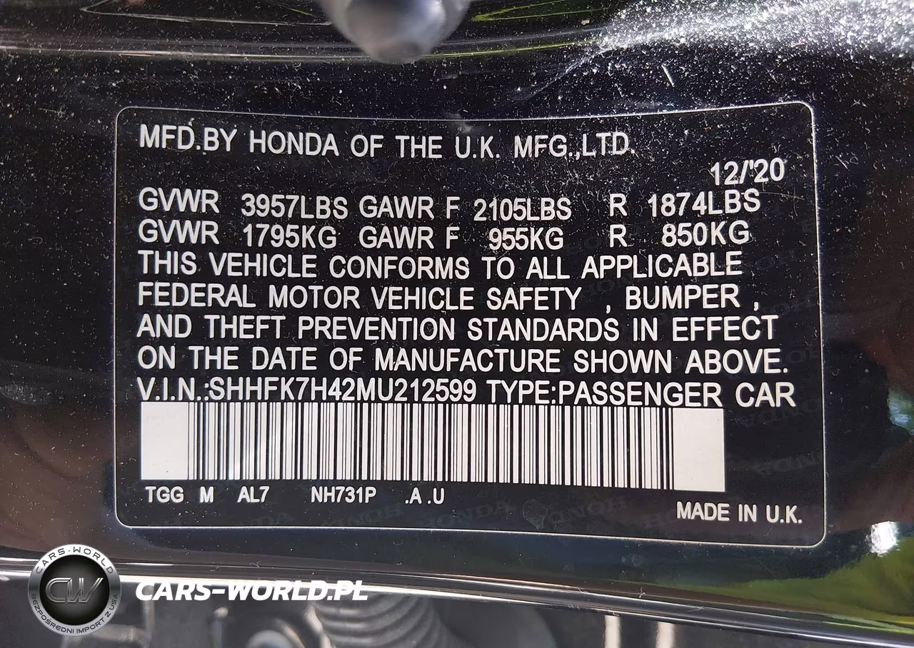 2021 Honda Civic Sport VIN:SHHFK7H42MU212599 - 9
