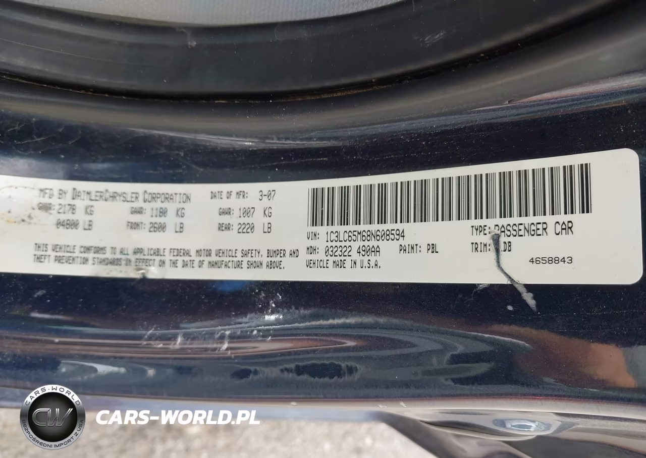 2008 Chrysler Sebring Limited VIN:1C3LC65M68N608594 - 9