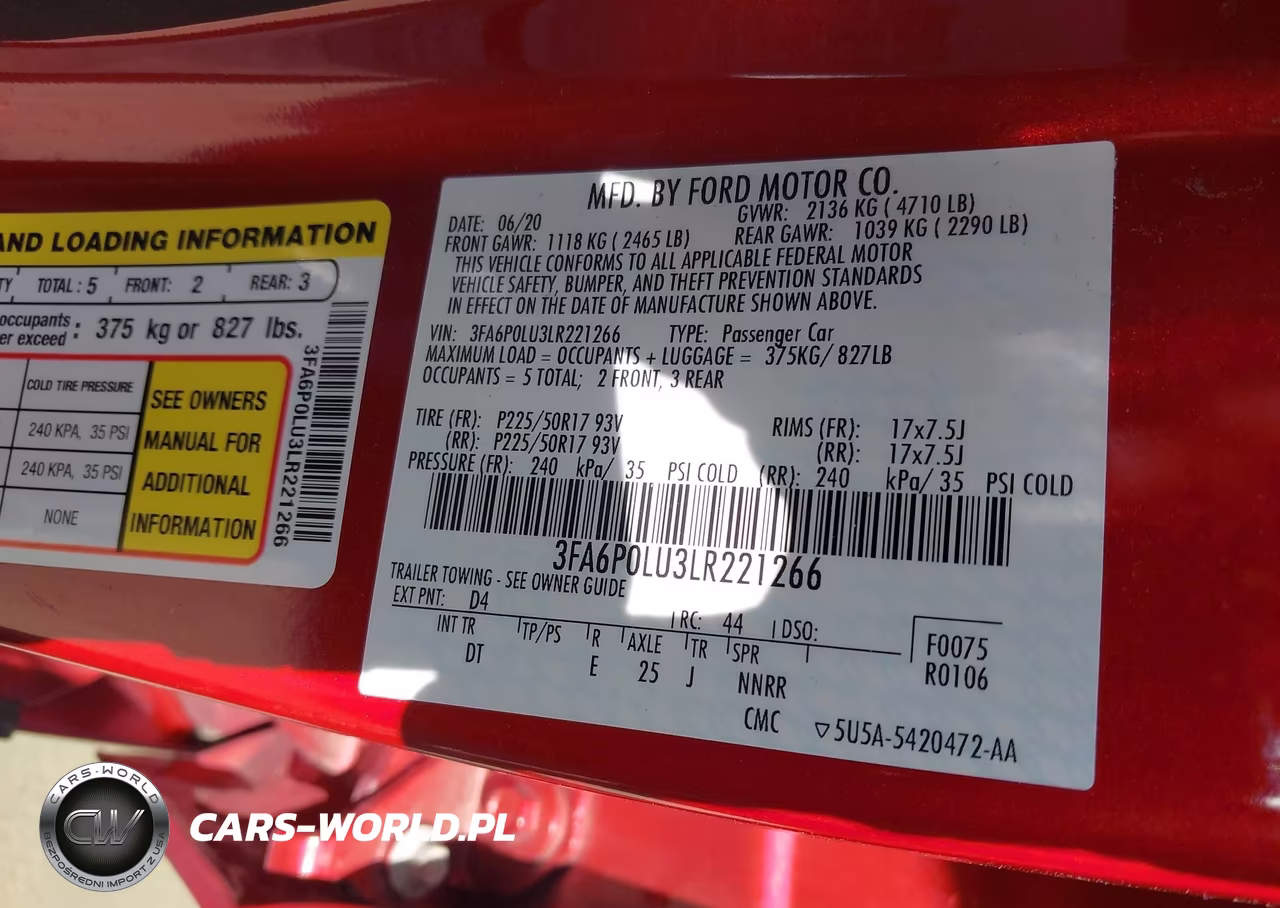 2020 Ford Fusion Hybrid Se VIN:3FA6P0LU3LR221266 - 9
