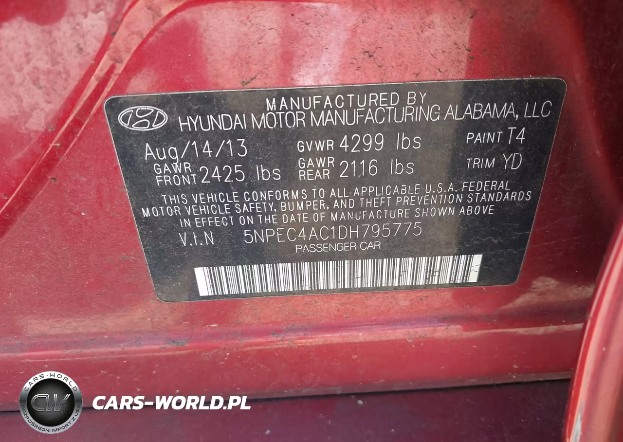 2013 Hyundai Sonata Limited VIN:5NPEC4AC1DH795775 - 9
