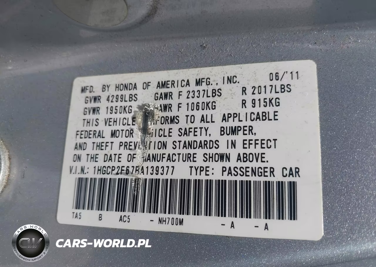 2011 Honda Accord 2.4 Se VIN:1HGCP2F67BA139377 - 9