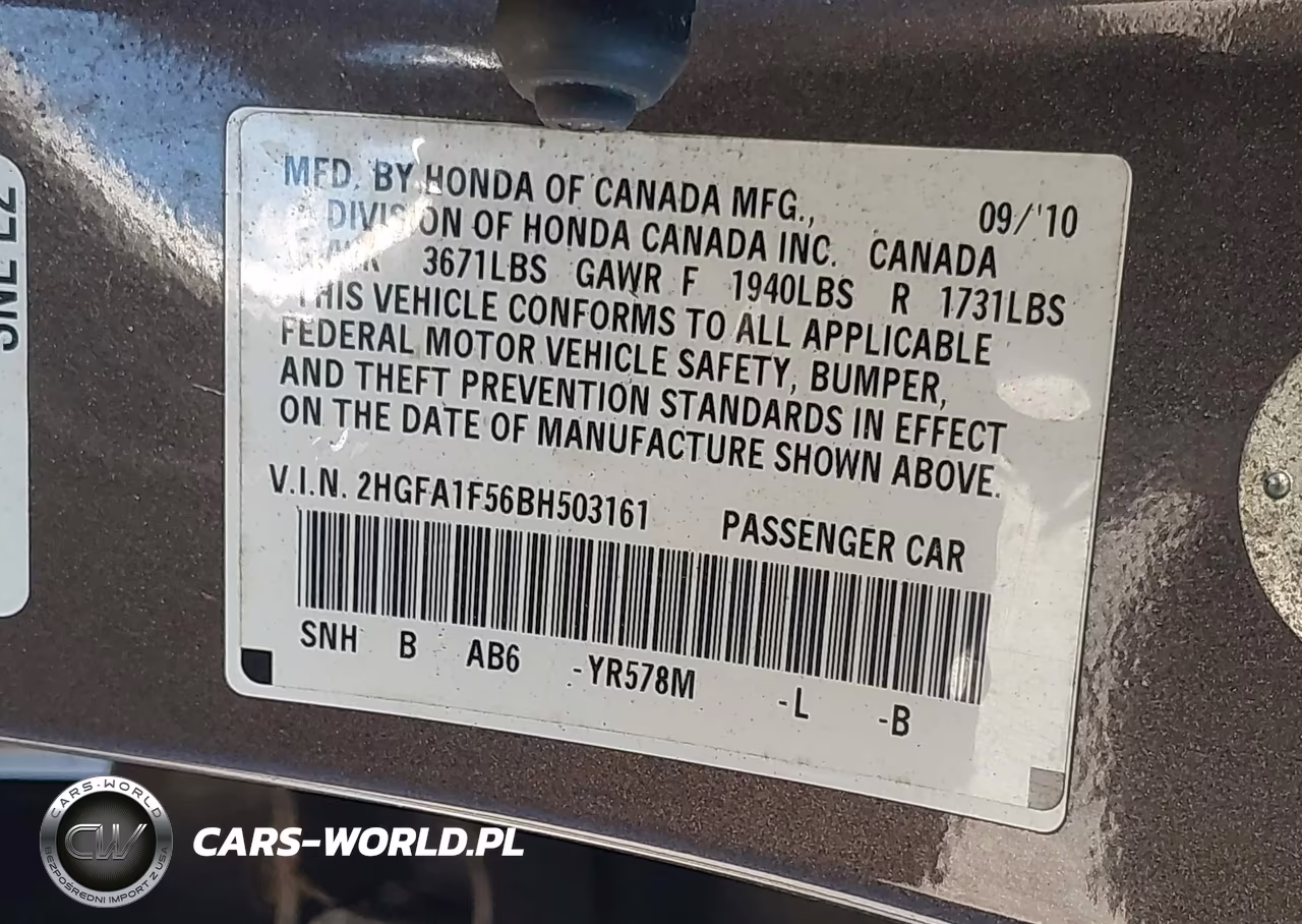 2011 Honda Civic Lx VIN:2HGFA1F56BH503161 - 9