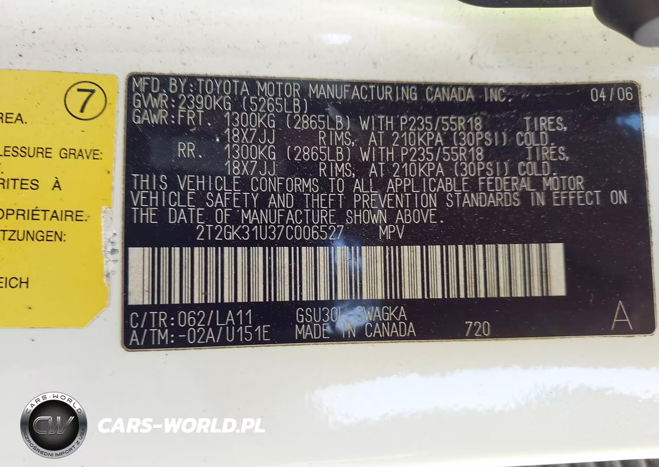 2007 Lexus Rx 350 VIN:2T2GK31U37C006527 - 9