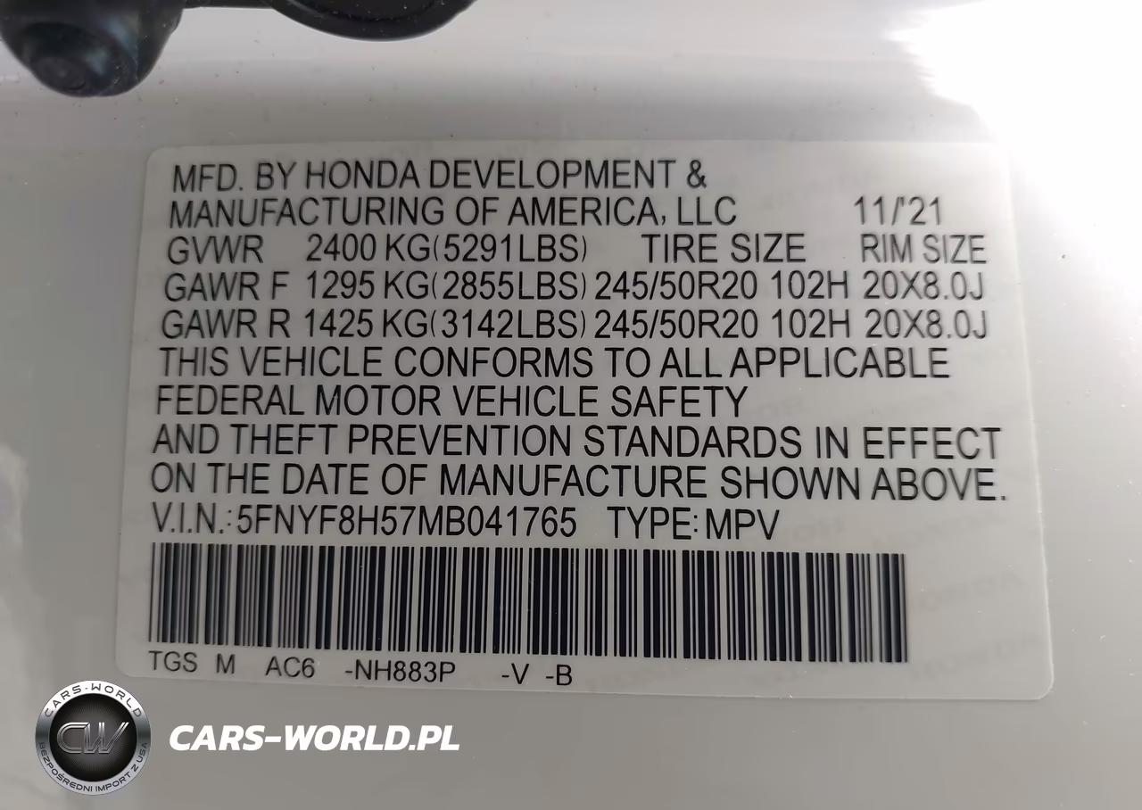 2021 Honda Passport Awd Ex-L VIN:5FNYF8H57MB041765 - 9