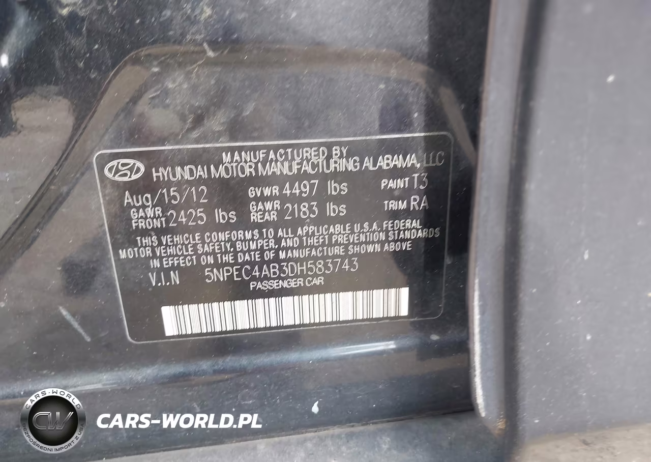 2013 Hyundai Sonata Limited 2.0T VIN:5NPEC4AB3DH583743 - 9